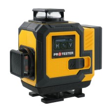 Лазерний рівень 16 ліній 4D (2xH360/2xV360, LCD-дисплей, пульт ДК + ШТАТИВ — зелений промінь) PROTESTER LL616G-TR