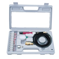 Зачисна машинка (гравер) пневматична з комплектом шліфувальних каменів (цанг.зажім 3мм)