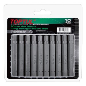 Набір біт 10мм L75мм HEX 6мм 10од. на блістері