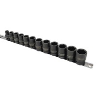 Набір ударних головок 1/2 "12 од. 8,10,12 ~ 19,21,22мм (на планці)