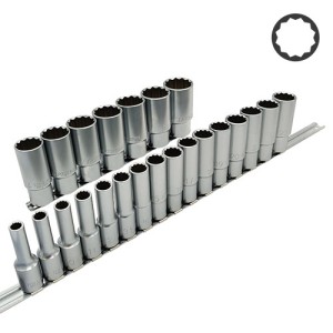 Набір довгих головок 12-гр. 1/2" 23од (на планці)