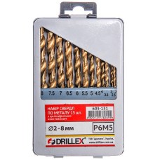 Набір свердел по металу P6M5 13шт. титан 2-8мм НСВ1308Т УКРАЇНА