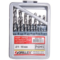 Набір свердел по металу P6M5 19шт. 1-10мм НСВ1910 УКРАЇНА
