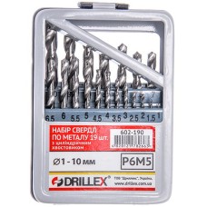 Набір свердел по металу P6M5 19шт. 1-10мм НСВ1910 УКРАЇНА