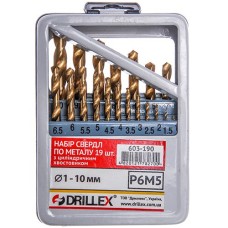 Набір свердел по металу P6M5 19шт. титан 1-10мм НСВ1910Т УКРАЇНА