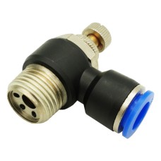 Кран для регулювання повітряного потоку, зовнішнє різьблення 3/8" та цангове з'єднання для поліуретанових шлангів 6мм