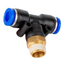 З'єднання цангове для поліуретанових шлангів PU/PR (Т-обр., шланг - шланг - зовніш. різьба) 4ммX1/4"