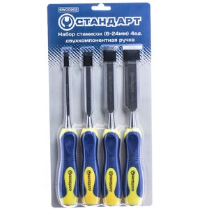 Набір стамесок (6-24мм) 4од. двокомпонентна ручка