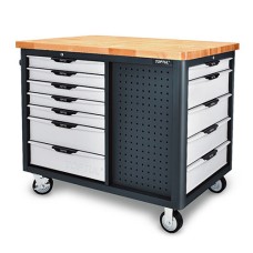 Мобільний верстат-візок на колесах 12 секцій, 3 відкриті полиці