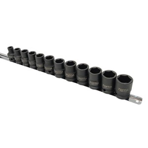 Набір ударних головок 1/2″ 12 од. 8,10,12~19,21,22 мм (на планці) TOPTUL GAAQ1612M